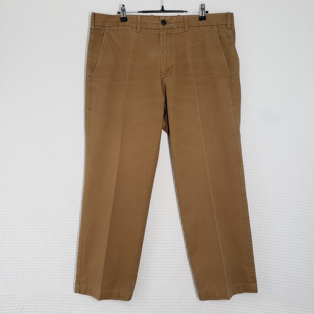 GAP Khaki Pants 36x27 Mens Brown Straight Leg Chino Flat Front Cotton Classic